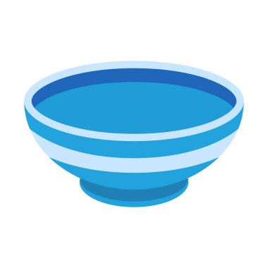 Çorba ya da yulaf lapası için boş bir tabağın vektör kasesi mavi çizimi