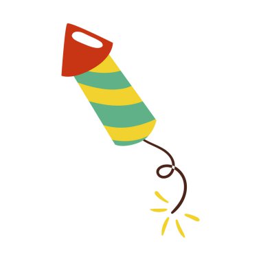 Renkli kestane fişekleri bembeyaz üzerinde düz çizim