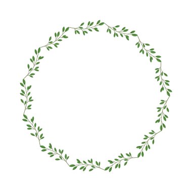 Beyaz arkaplana vektör eli çizilmiş çiçek çelengi