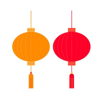 Vektör düz fener festivali illüstrasyonu