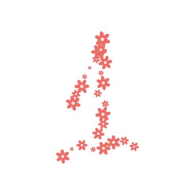 Beyaz çiçekli güzel alfabeyi yönlendir