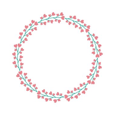 Taşıyıcı el çizilmiş düz tasarım kalpler sınır ve çerçeve