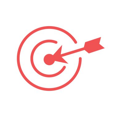 Beyaz arkaplanda ok vektör illüstrasyonlu vektör hedef simgesi