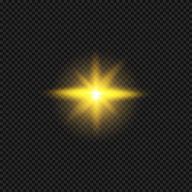 Şeffaf arkaplanda parlak ışığın vektör illüstrasyonu