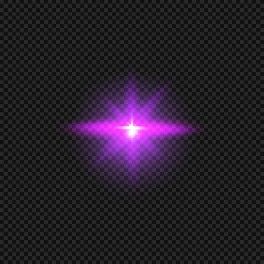 Şeffaf arkaplanda mor ışık yansımasının vektör illüstrasyonu