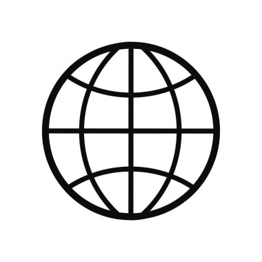 Beyaz arkaplanda izole edilmiş vektör dünyası sembolü küresel çizgi simgesi gezegen simgesi