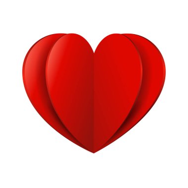 Soyut kağıt origami Sevgililer tebrik kartı. Sevgililer beyaz arka plan üzerinde izole kalp