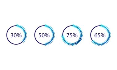 Bilgi grafikleri için vektör çember yüzde diyagramları ayarlandı