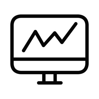 Bilgisayar monitörü simgesindeki vektör büyüme grafiği basit biçimdedir
