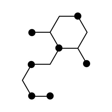 Beyaz üzerine vektör eli çizilmiş molekül kümesi