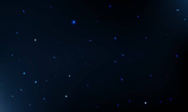 Vektör gerçekçi vektör arkaplanı. Parlayan yıldızlı mavi gece göğü