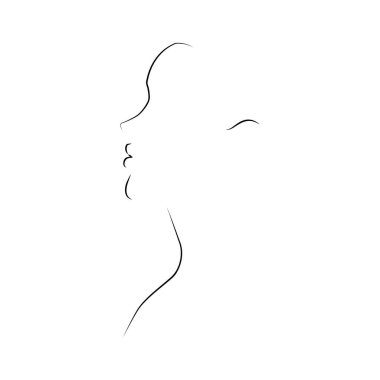 Minimalist moda tarzında bir vektör ve bir kadın yüzü portresi.