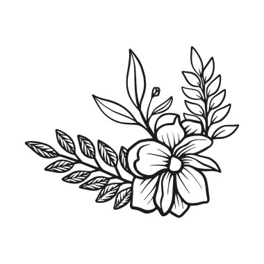 Vektör el çizimi düz dizayn basit çiçek ana hatları
