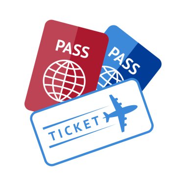 Biletli iki pasaport vektörü. Uluslararası uçak yolculuğu gerçekçi.
