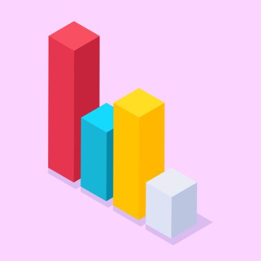 Pembe arkaplanda izole edilmiş büyümeyi vurgulayan vektör renkli bar tablosu