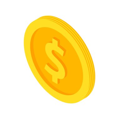 Vektör izometrik dolar altın sikke vektör illüstrasyonu