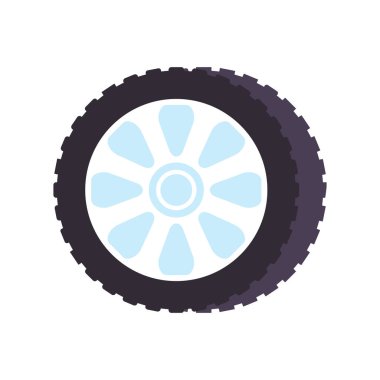 Araba servisinin vektör elemanı. beyaz arkaplanda izole edilmiş tekerlek