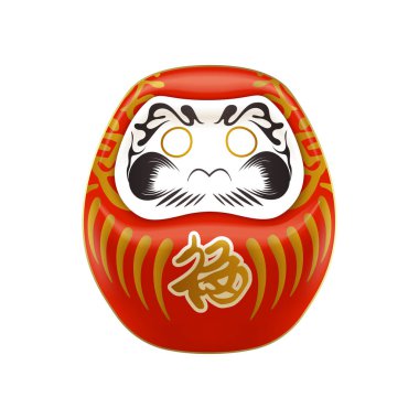 Vektör Daruma Japon dilek bebeği beyaza
