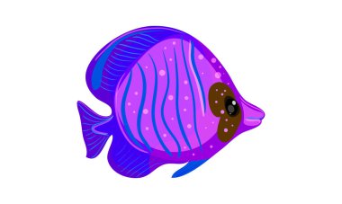 Vektör el bembeyaz üzerine düz dizayn edilmiş deniz hayvanı