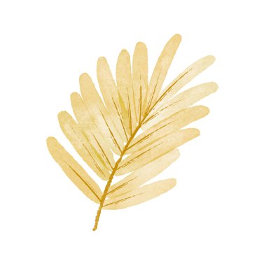 Vektör el, suluboya sarı yapraklar ve dallar beyaza izole edilmiş.