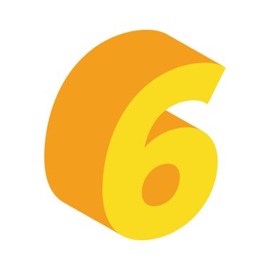 Altı numaralı vektör. Altıncı sarı parlak.