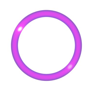 Beyaz arkaplan mor metal halka üzerinde ışık efektli vektör mor çember