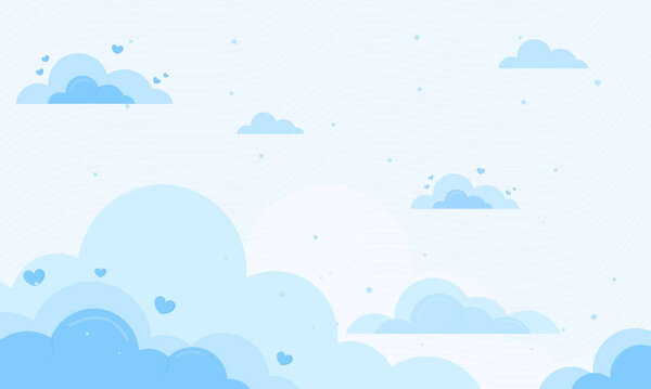 Vector hand drawn valentine's day blue background