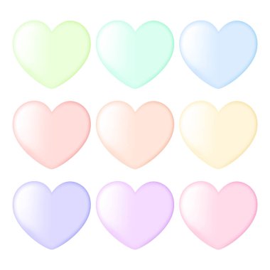 Beyaz arkaplanda izole edilmiş vektör pastel renk kalp simgesi