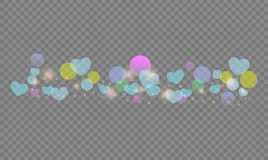 Vector sevgililer günü aşkı ve duyguları şeffaf efektlerle dolu bir arka plan.