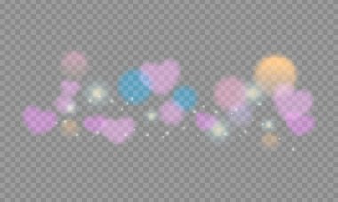 Vektör kalp bokeh şeffaf arkaplan