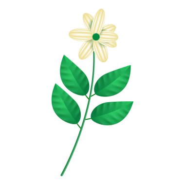 Vektör çiçeği ve yaprak simgesi izole edilmiş biçim