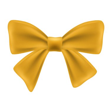 Vektör hediyesi, dekoratif fiyonklu ipek altın kurdele. dekor için gerçekçi lüks saten bant