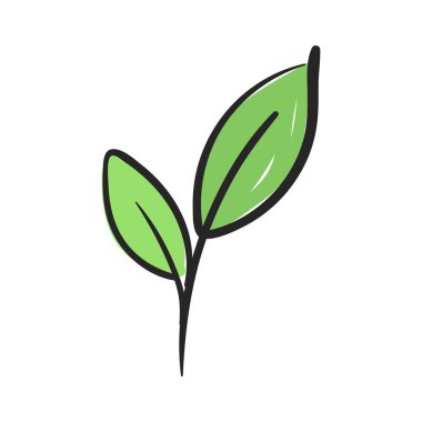 Beyaz üzerine vektör doğal yaprak tasarımı çizimi