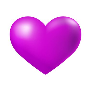 Beyaz üzerine parlak mor kalp çizimi