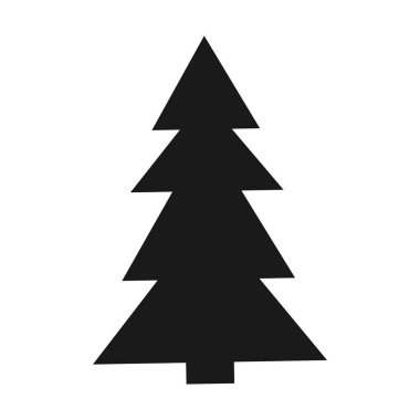 Vector noel ağacı beyaz üzerine siyah siluet