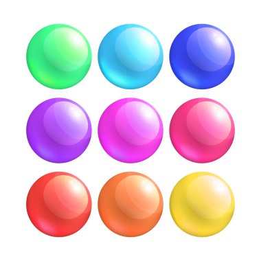 Vektör kümesi 3D tasarım ögeleri, parlak simgeler, düğmeler, rozet