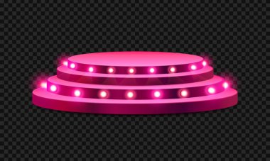 Sancak için ışıklandırmalı, yuvarlak pembe kürsü