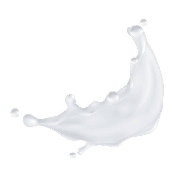 Векторное молоко разбрызгивает реалистичную композицию с изолированным изображением распыления белой жидкости на пустом фоне