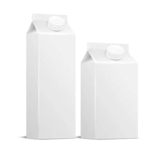 Векторная Коробка Белого Молока Квадрат Белом Фоне — стоковый вектор