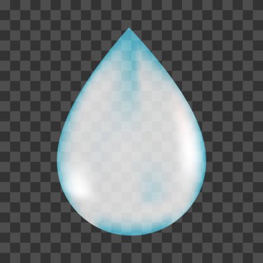 Şeffaf arkaplanda vektör mavisi parlak su damlası