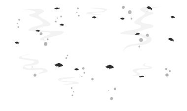 Deniz siluetinde balık sürüsü oluşturan vektör grup.