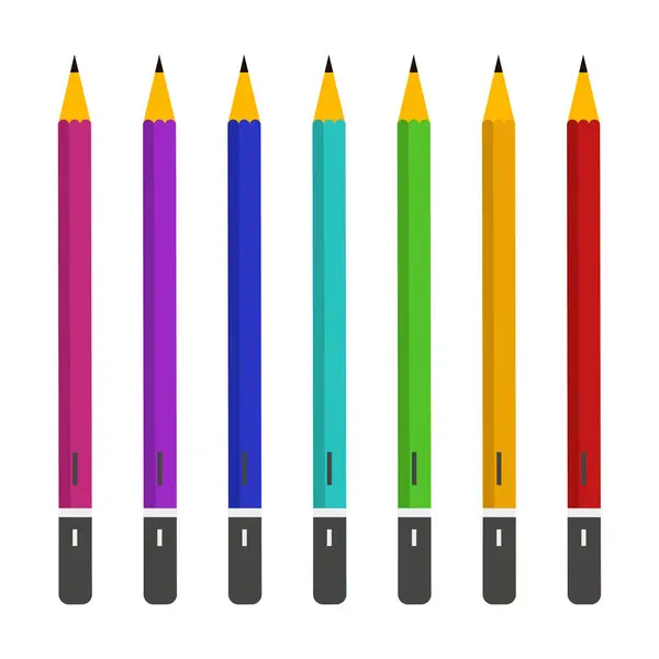 Beyaz Üzerine Izole Edilmiş Vektör Kalem Renkli Gerçekçi Set — Stok Vektör