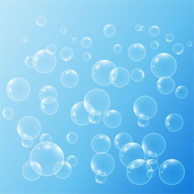 Kabarcıklar yukarı doğru yüzerken vektör mavi su arkaplanı