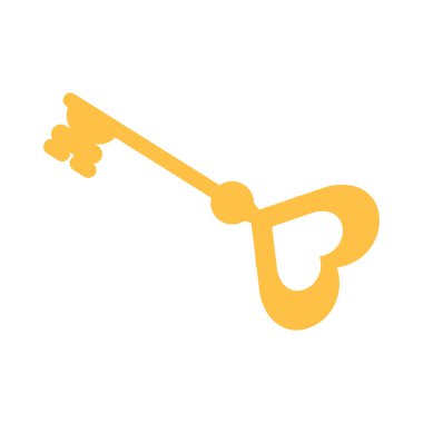 Vektör anahtarı simgesi. Eski asma kilit için altın anahtar. vektör düz illüstrasyon