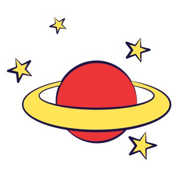 Halkaların mükemmel vektör grafikli soyut psikedelik gezegeni