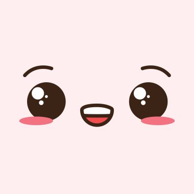 Vektör eli çizilmiş düz tasarım kawaii yüzü