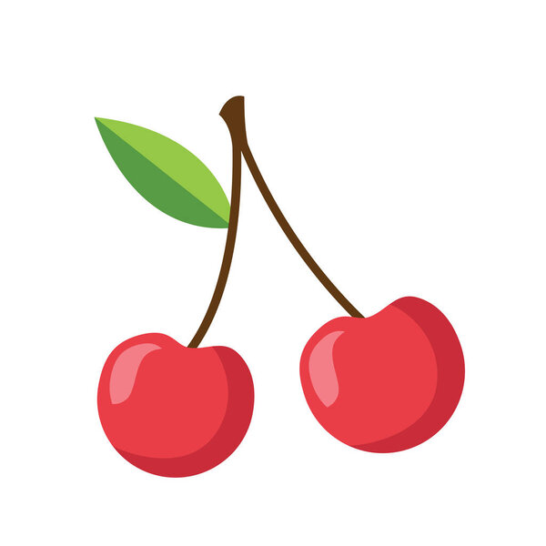 Vector cherry vector icon isolated on white background, flat, cartoon style. for web design