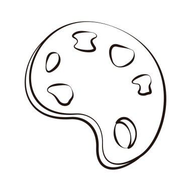 Beyaz arkaplanda izole edilmiş boyalar için bir paletin vektör el çizimi temsili