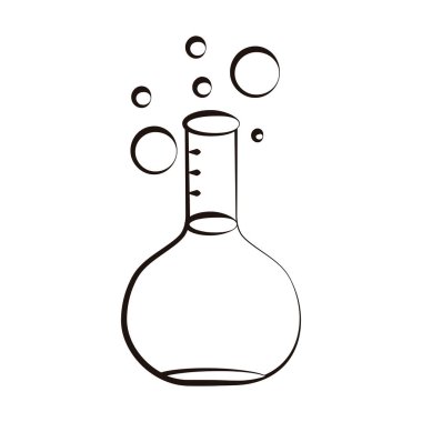 Beyaz arkaplanda vektör laboratuvar matara simgesi çizimi