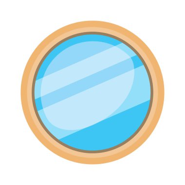 Oval çerçevedeki vektör aynası beyaz arka planda izole edilmiş duvarda asılı parlak camlar.